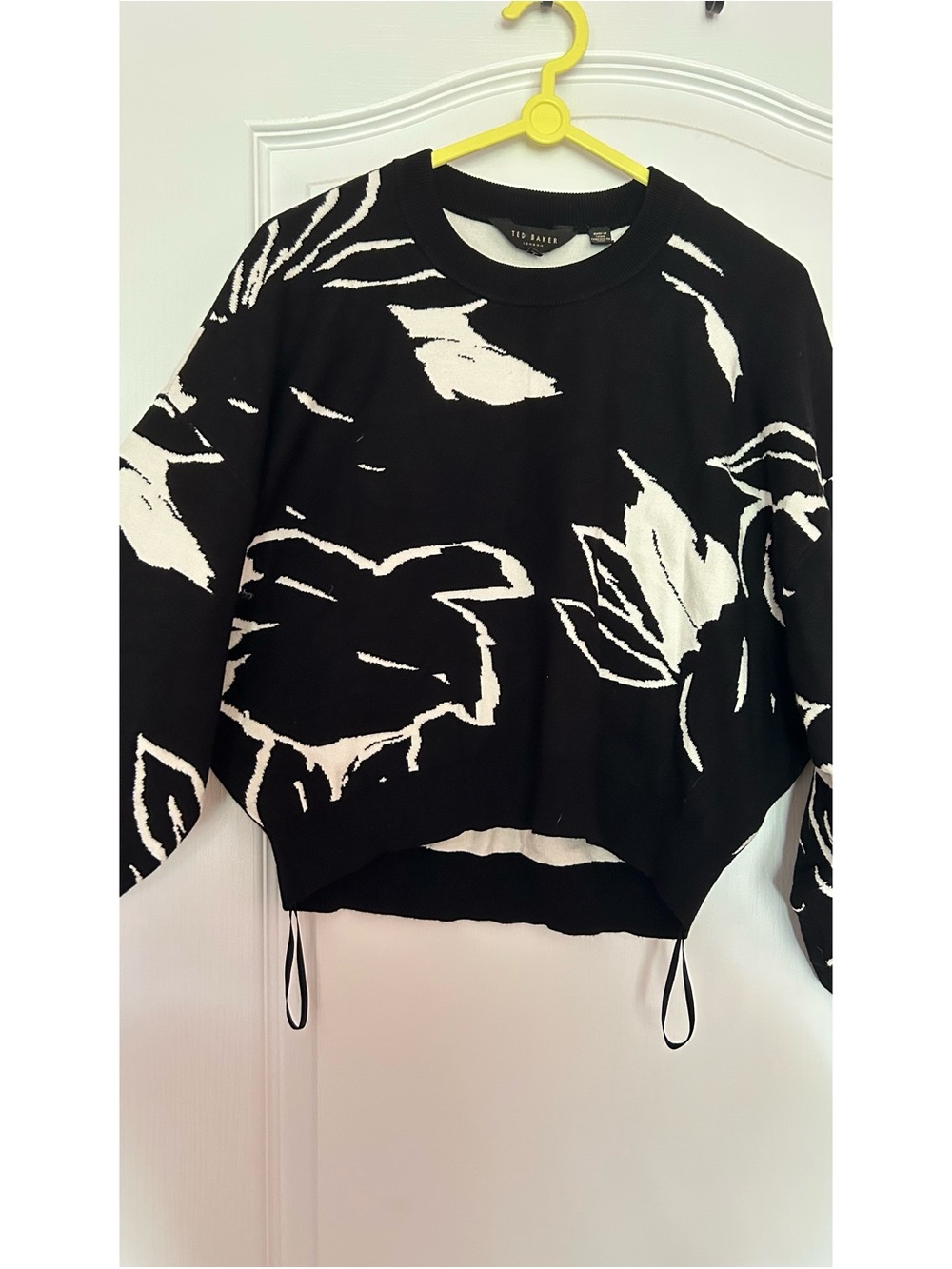 Ted Baker Black and White Floral Drop Sleeve Sweater
